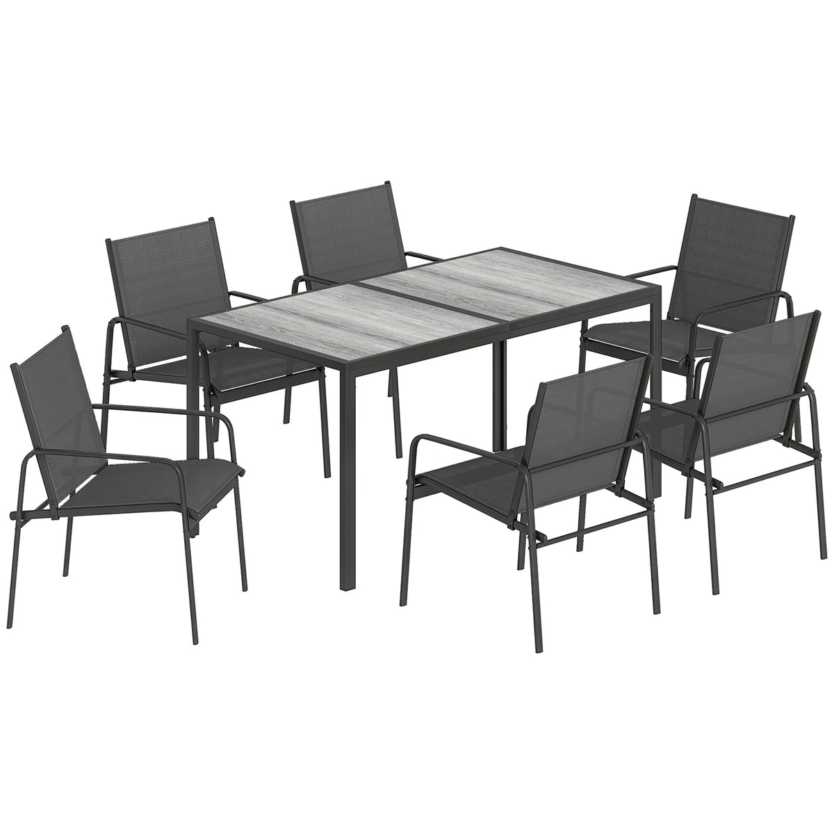 7-teiliges Gartenmöbel-Set mit Tisch und 6 Stühlen