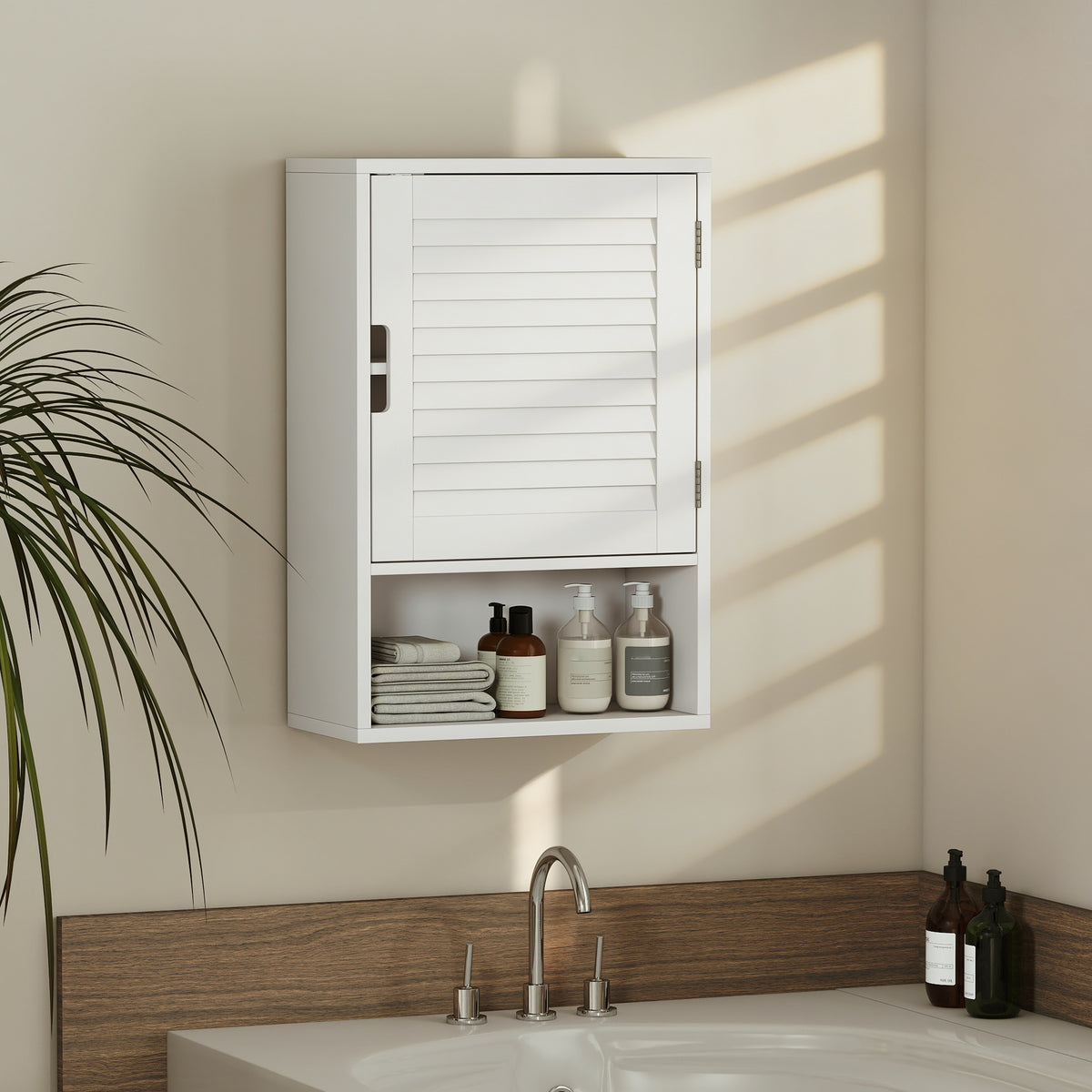 Badezimmer-Wandschrank mit Tür und verstellbarem Regal