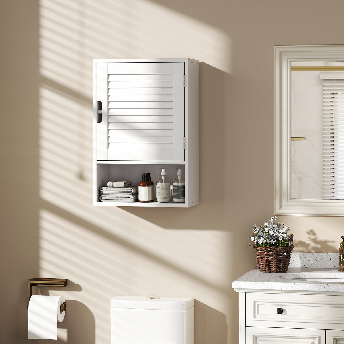 Badezimmer-Wandschrank mit Tür und verstellbarem Regal