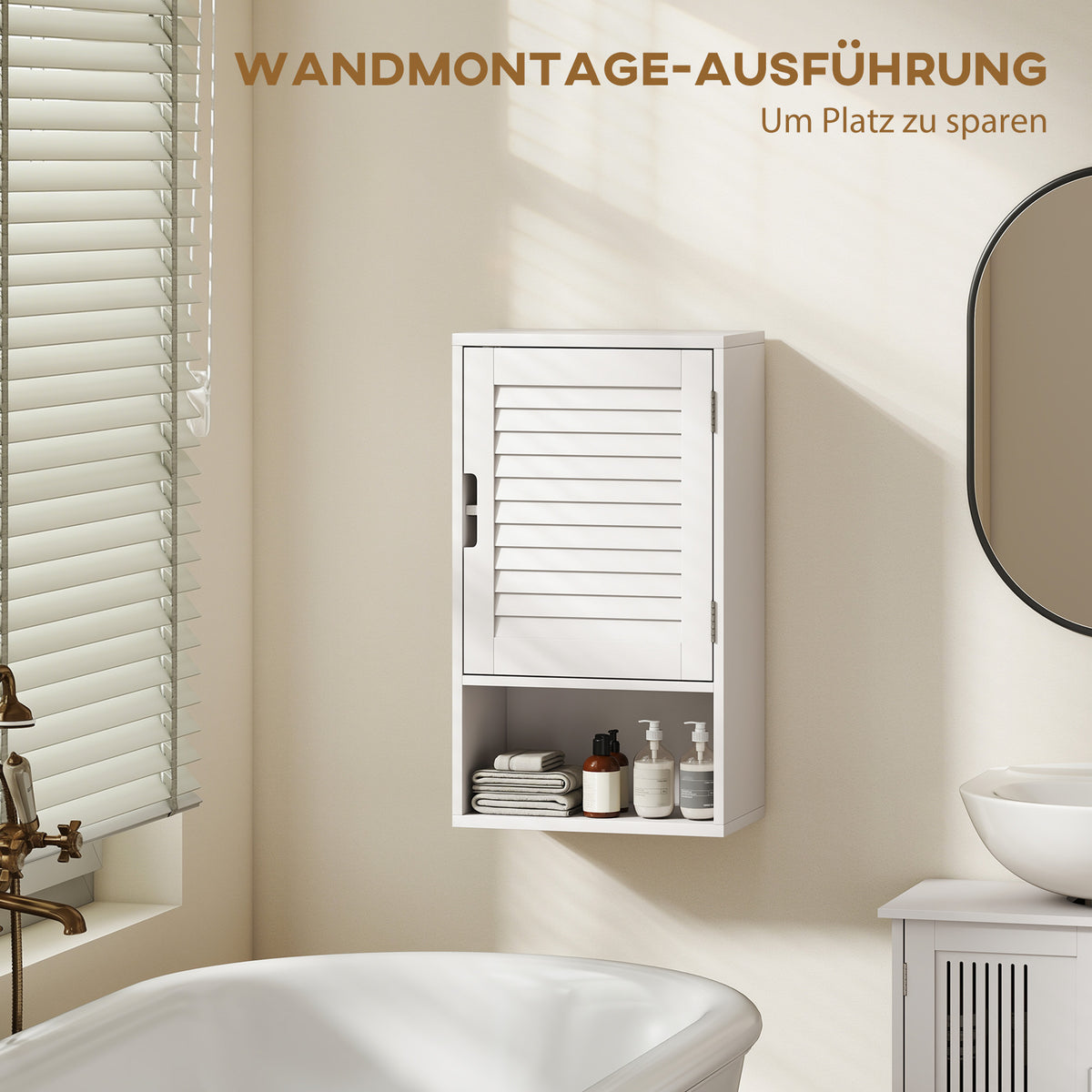 Badezimmer-Wandschrank mit Tür und verstellbarem Regal