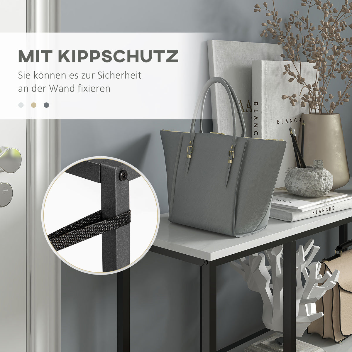 Konsolentisch in Marmor-Optik mit zwei Ablagen