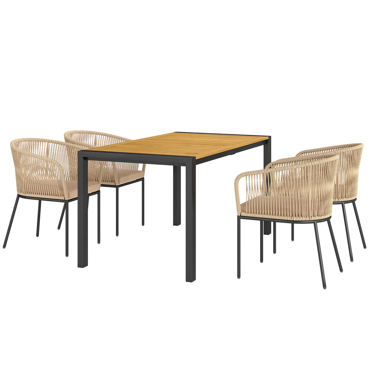 5-teiliges Gartenmöbel-Set aus PE-Rattan mit Kissen