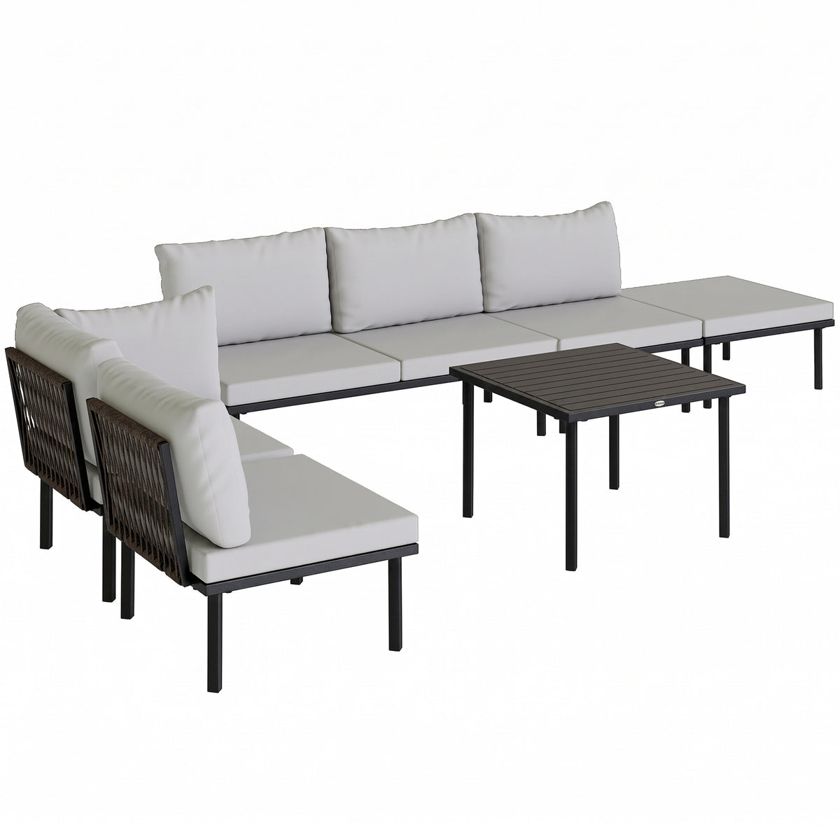 Sechsteiliges Gartenlounge-Set mit Metallrahmen