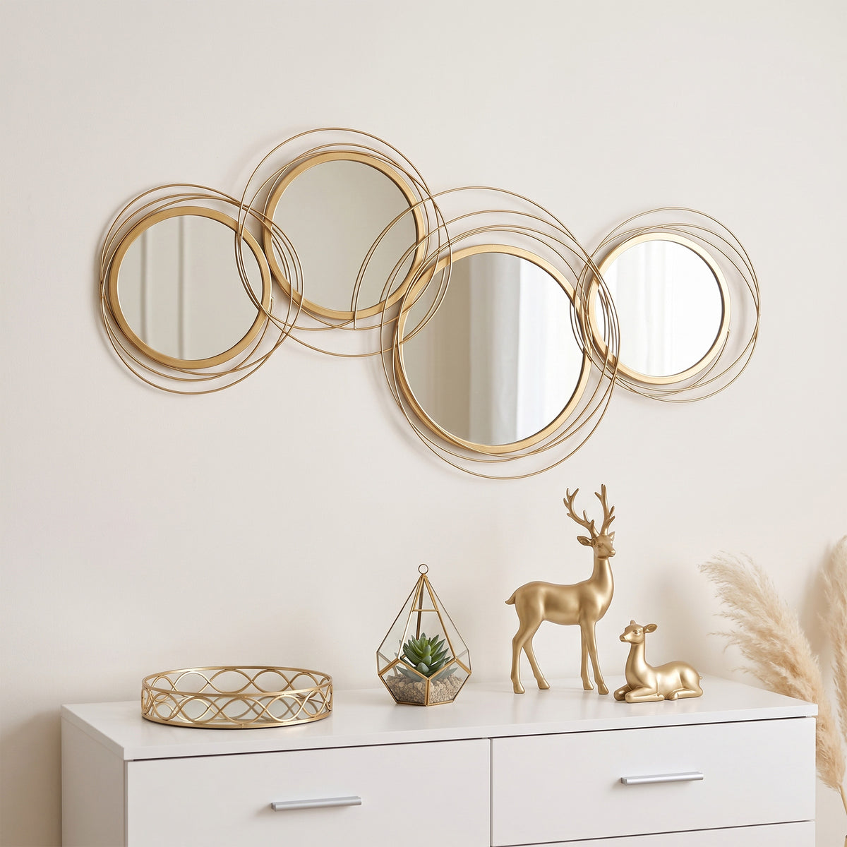 Wandspiegel-Set mit vier runden Spiegeln