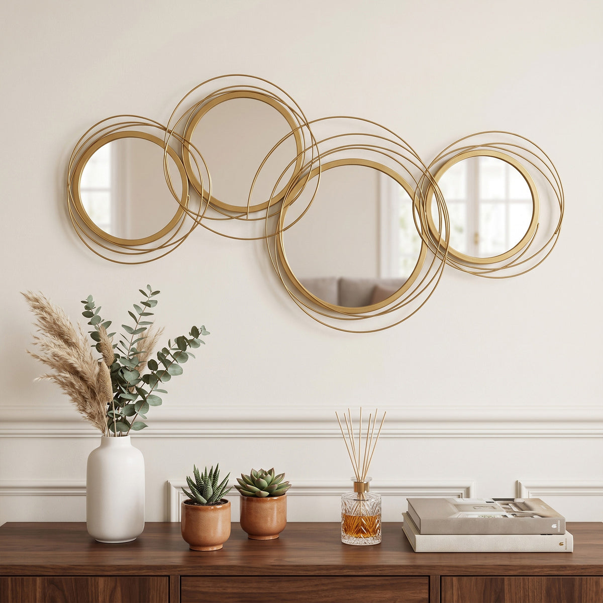 Wandspiegel-Set mit vier runden Spiegeln