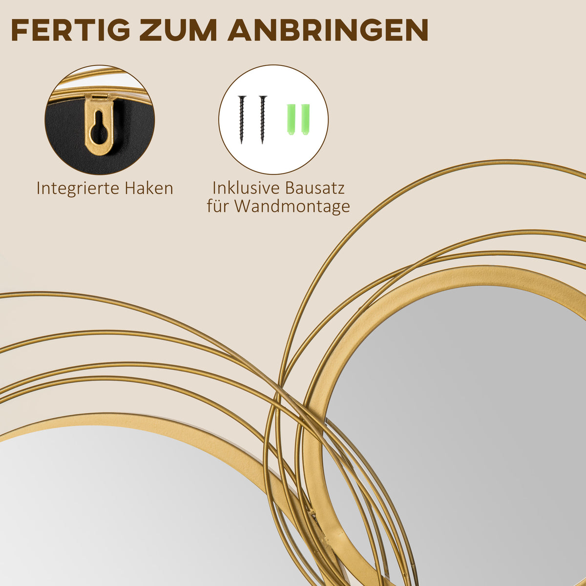 Wandspiegel-Set mit vier runden Spiegeln