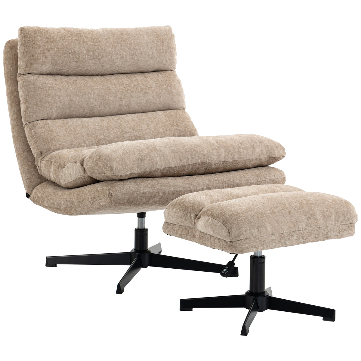 Drehbarer Chenille-Loungesessel mit Fußhocker