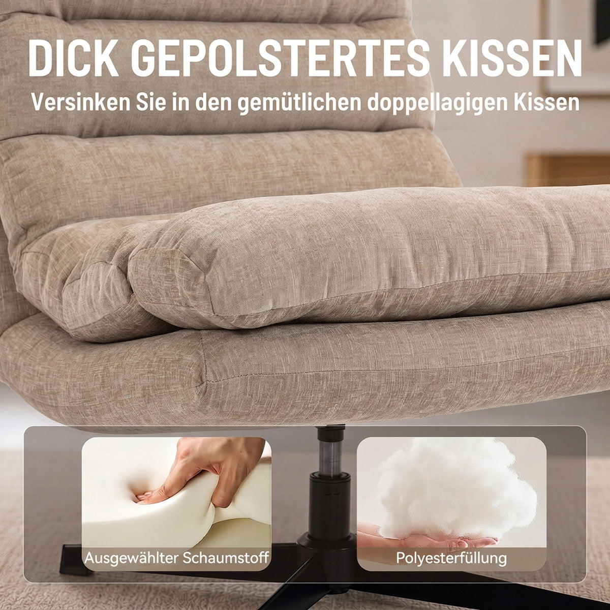 Drehbarer Chenille-Loungesessel mit Fußhocker