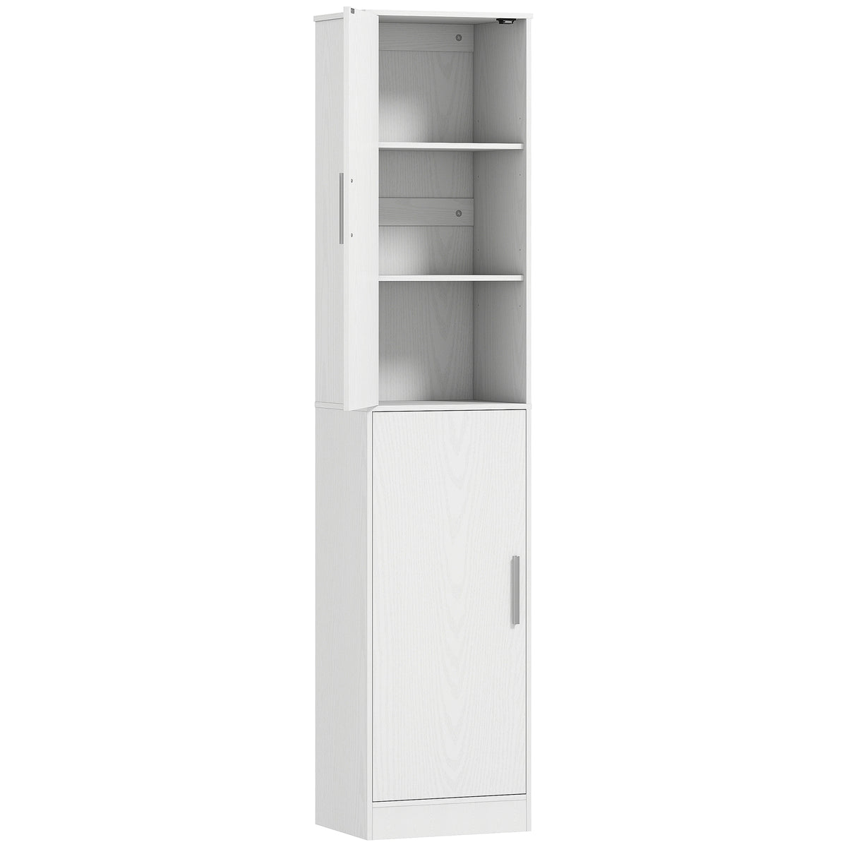 Schmaler Badezimmerschrank mit 2 Türen und 4 verstellbaren Böden