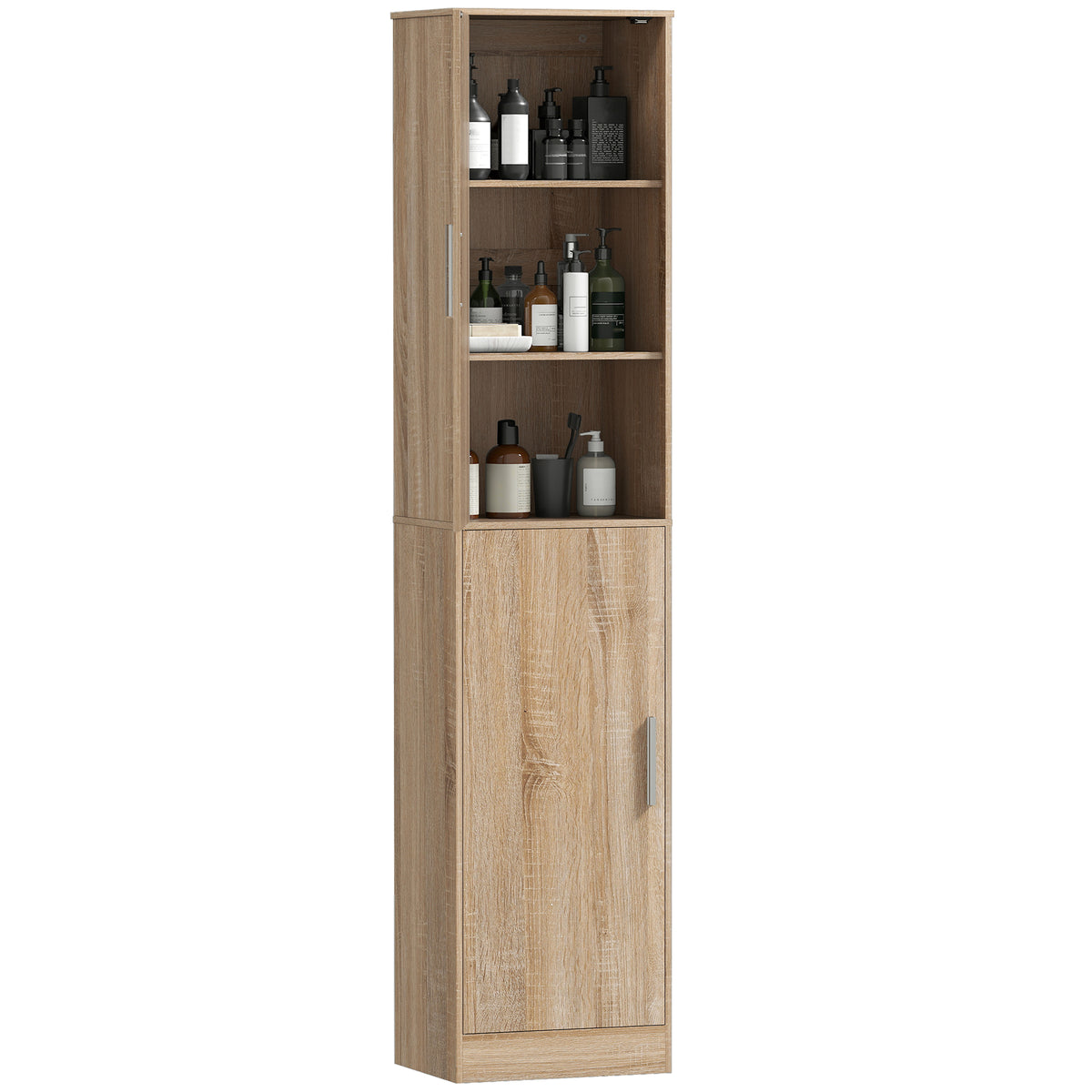 Schmaler Badezimmerschrank mit 2 Türen und 4 verstellbaren Böden