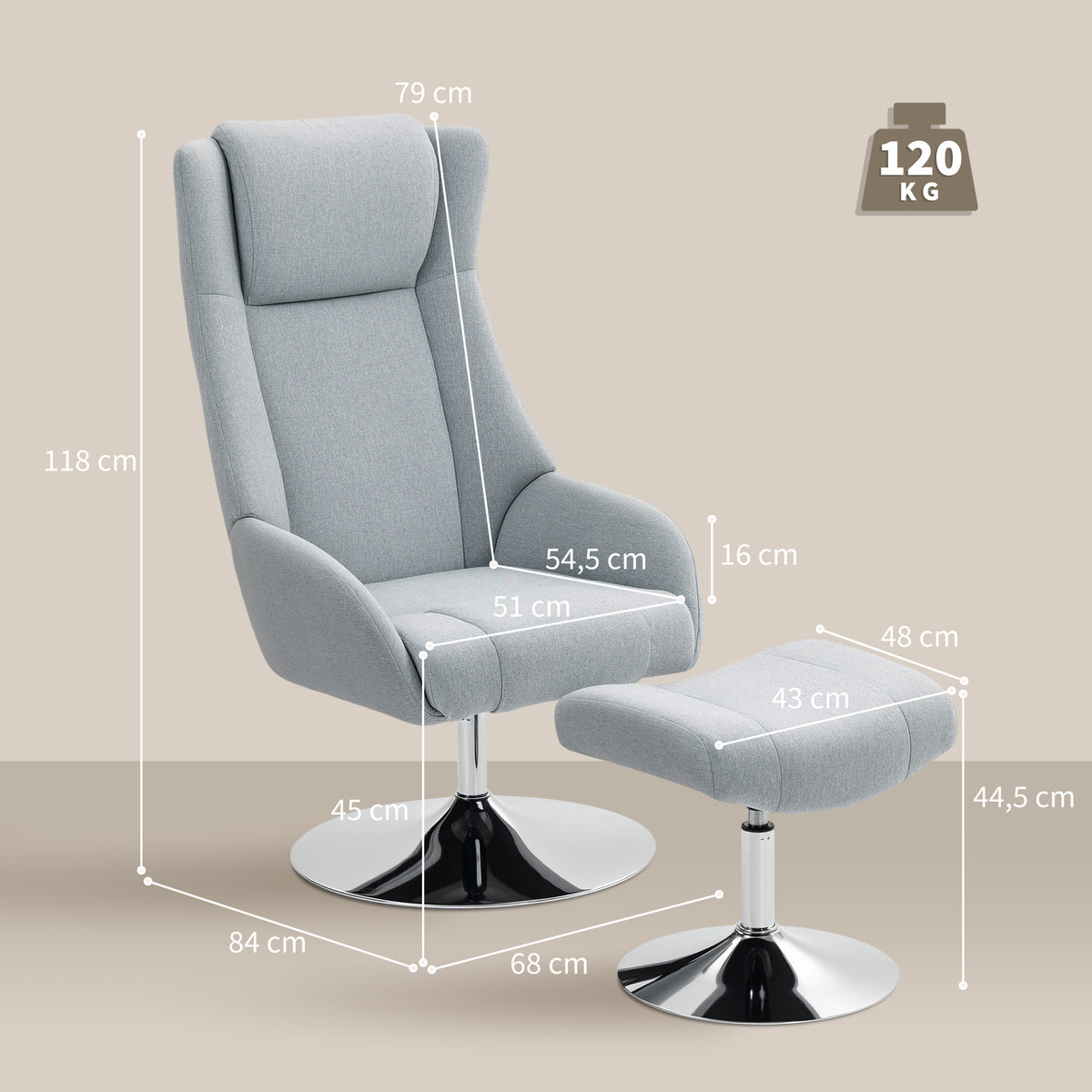 Drehbarer Relaxsessel mit Fußhocker
