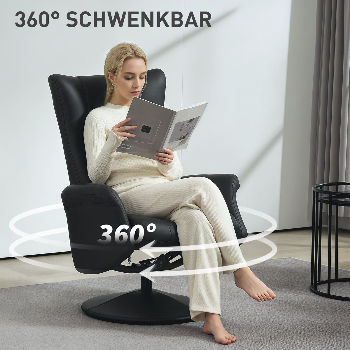 Drehbarer Relaxsessel mit Fußhocker