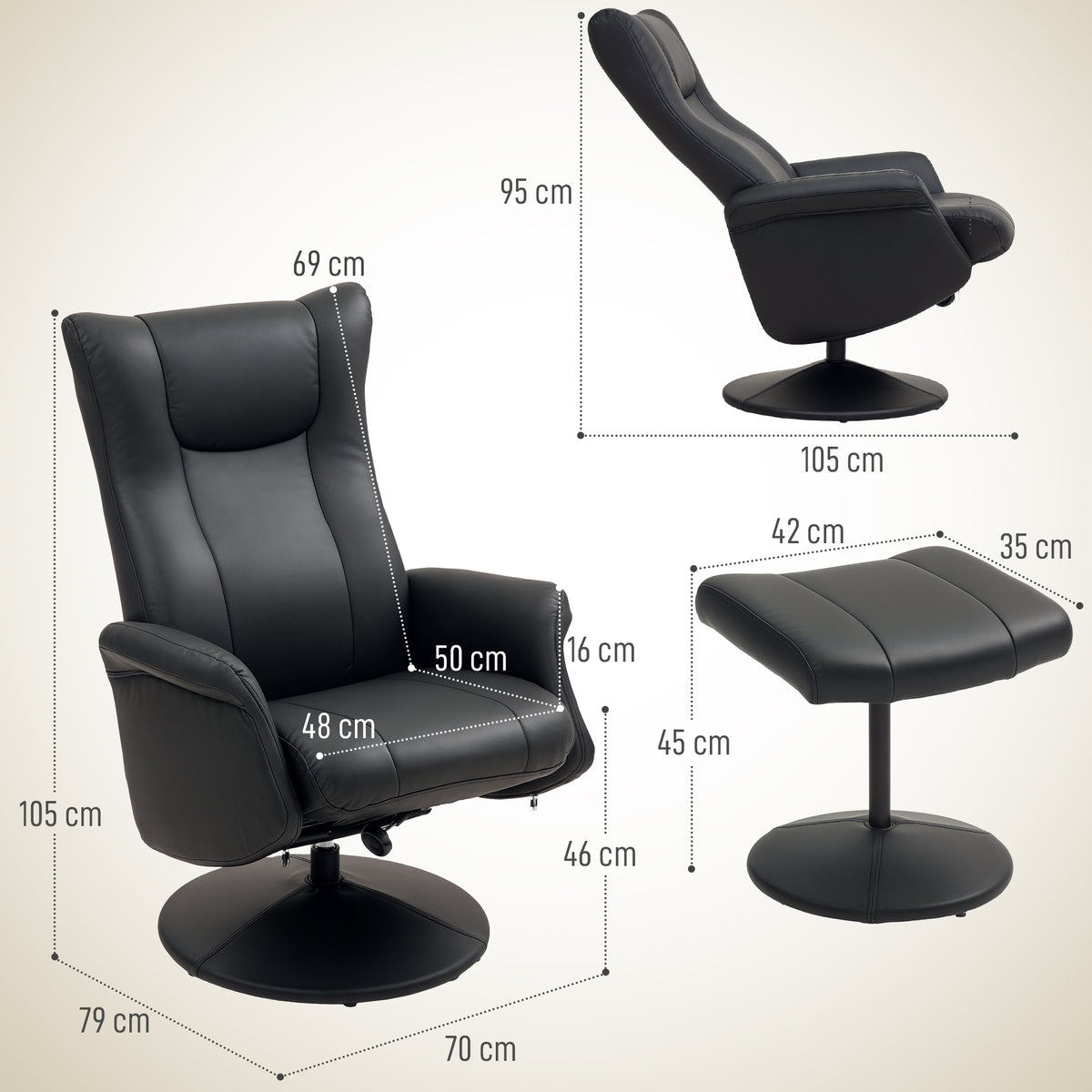Drehbarer Relaxsessel mit Fußhocker