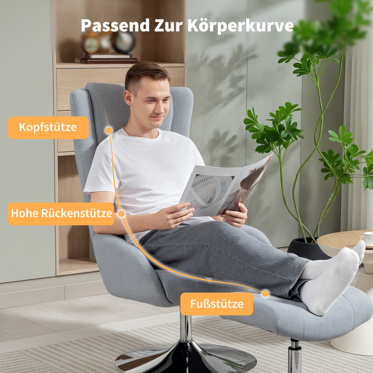 Drehbarer Relaxsessel mit Fußhocker