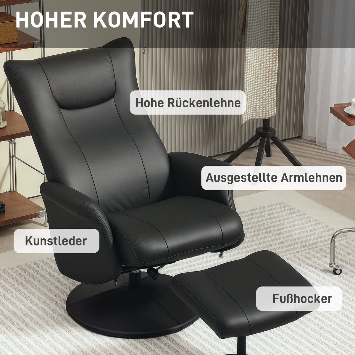 Drehbarer Relaxsessel mit Fußhocker