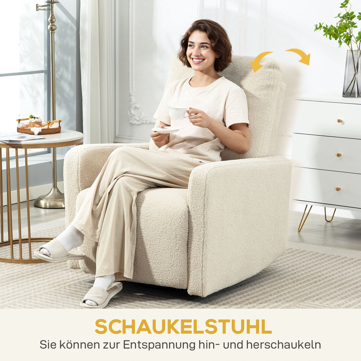 Relaxsessel mit Fleece-Bezug, 360° drehbar und verstellbar