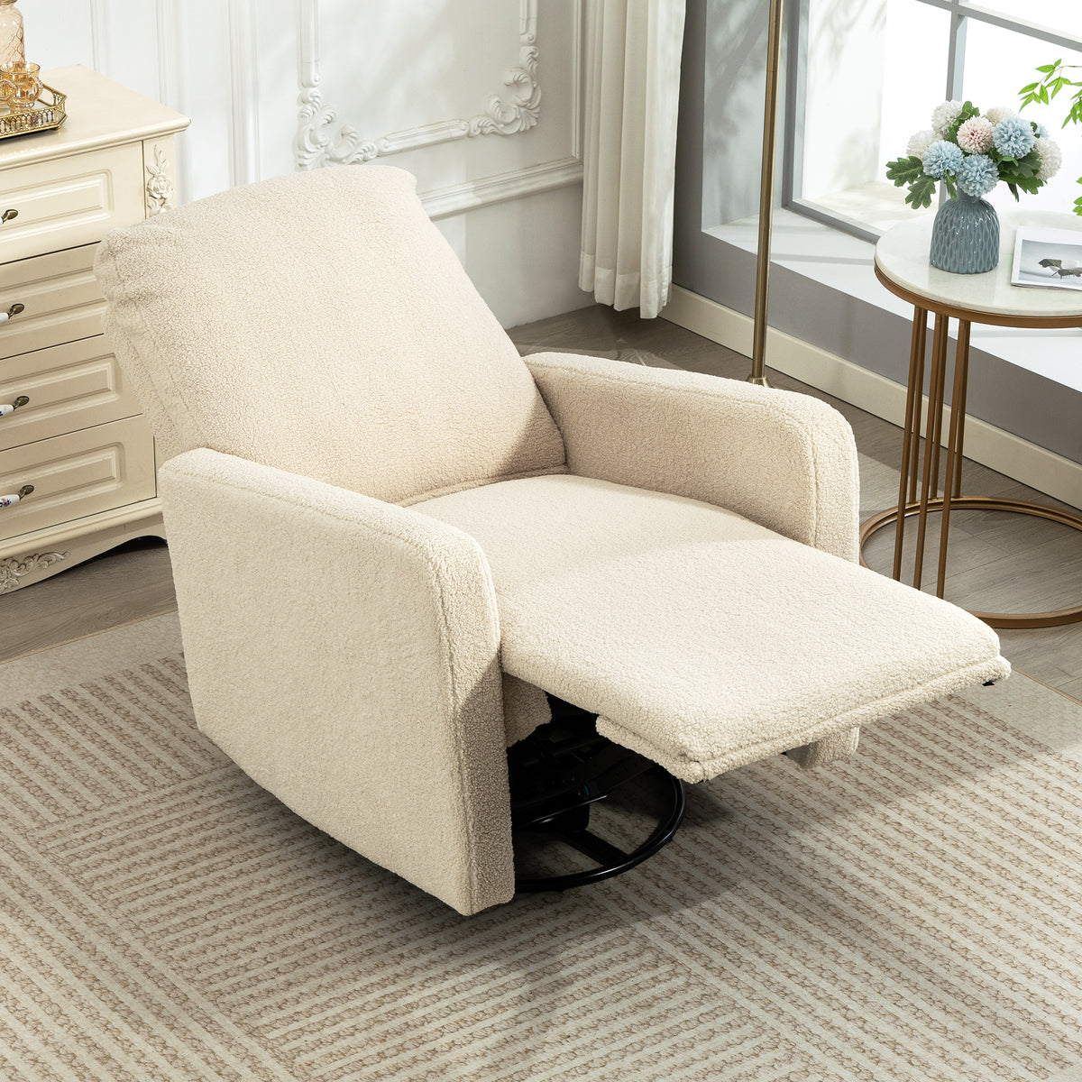 Relaxsessel mit Fleece-Bezug, 360° drehbar und verstellbar