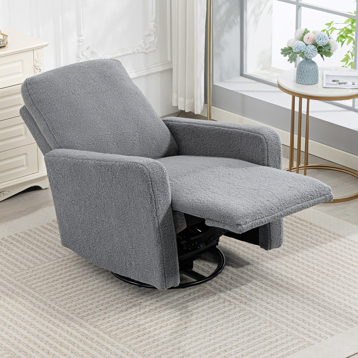 Relaxsessel mit Fleece-Bezug, 360° drehbar und verstellbar