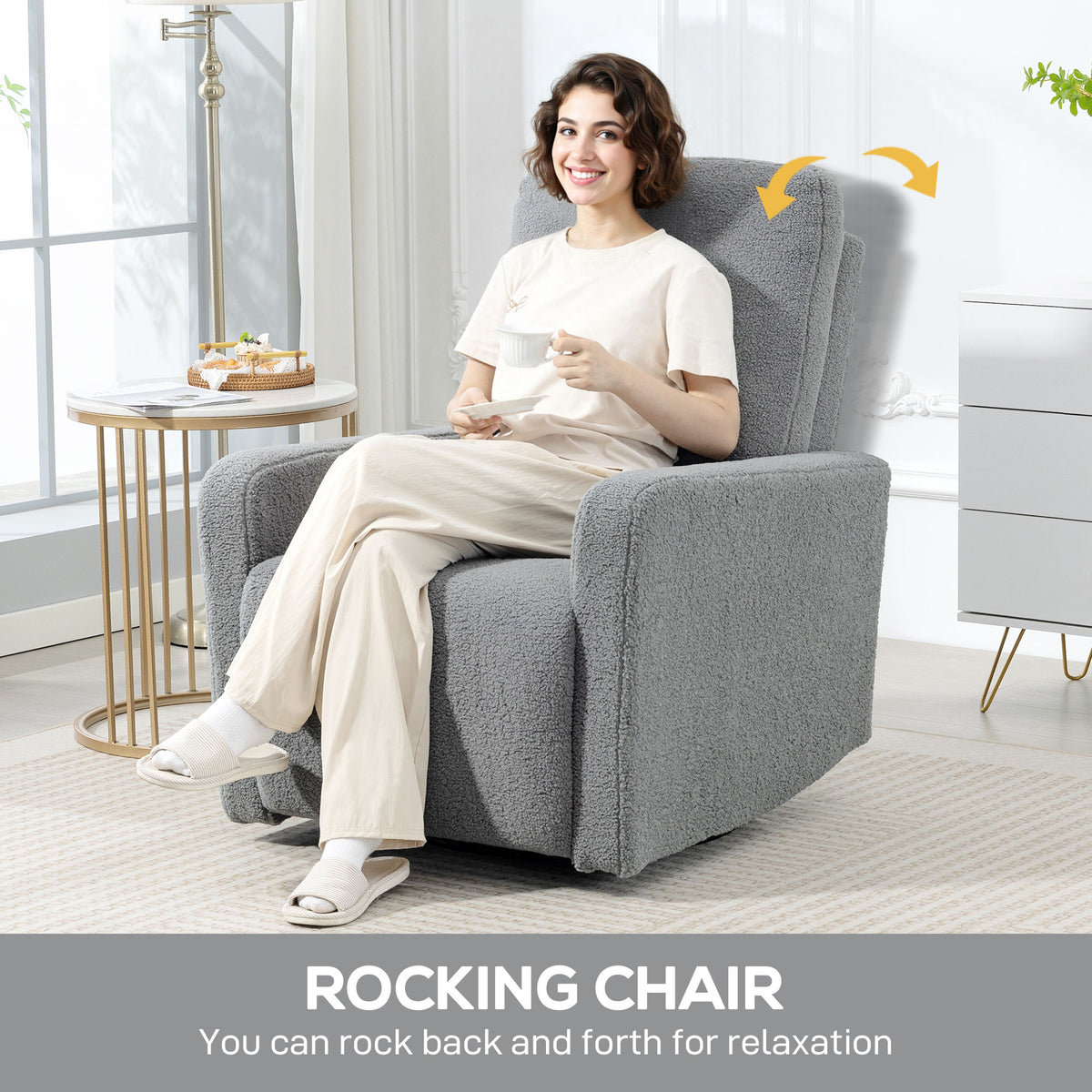 Relaxsessel mit Fleece-Bezug, 360° drehbar und verstellbar