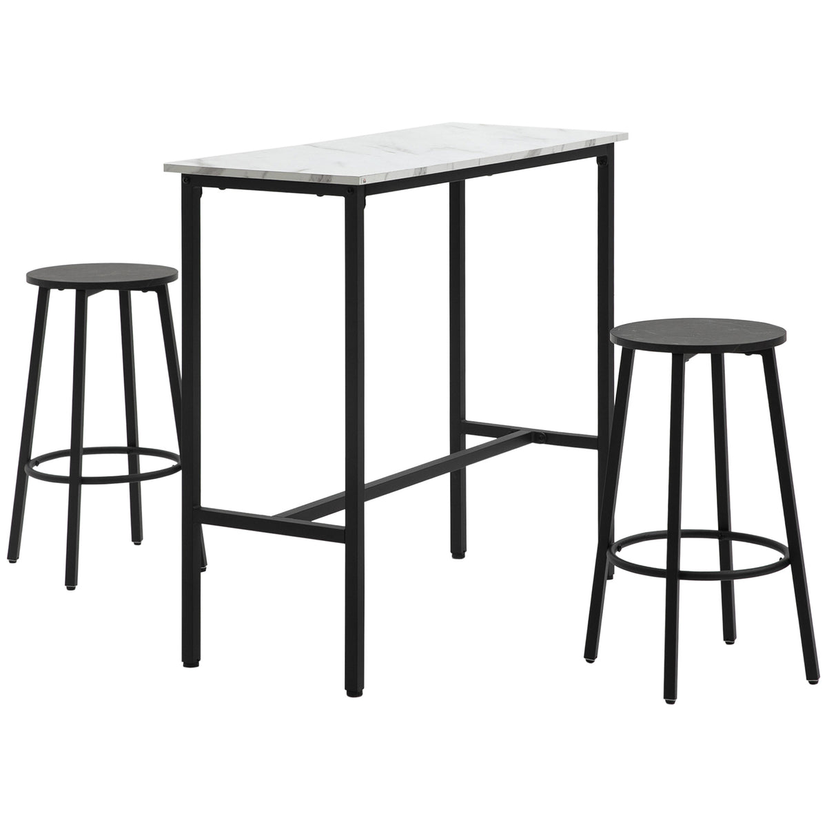 Bartisch-Set mit zwei Barhockern und Fußstützen