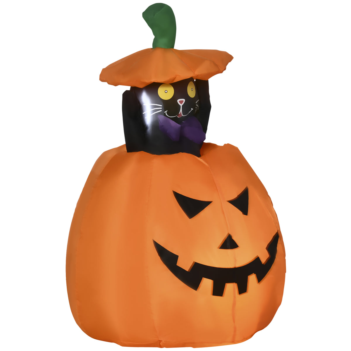 Aufblasbare Halloween-Deko mit Kürbis, Katze und LEDs