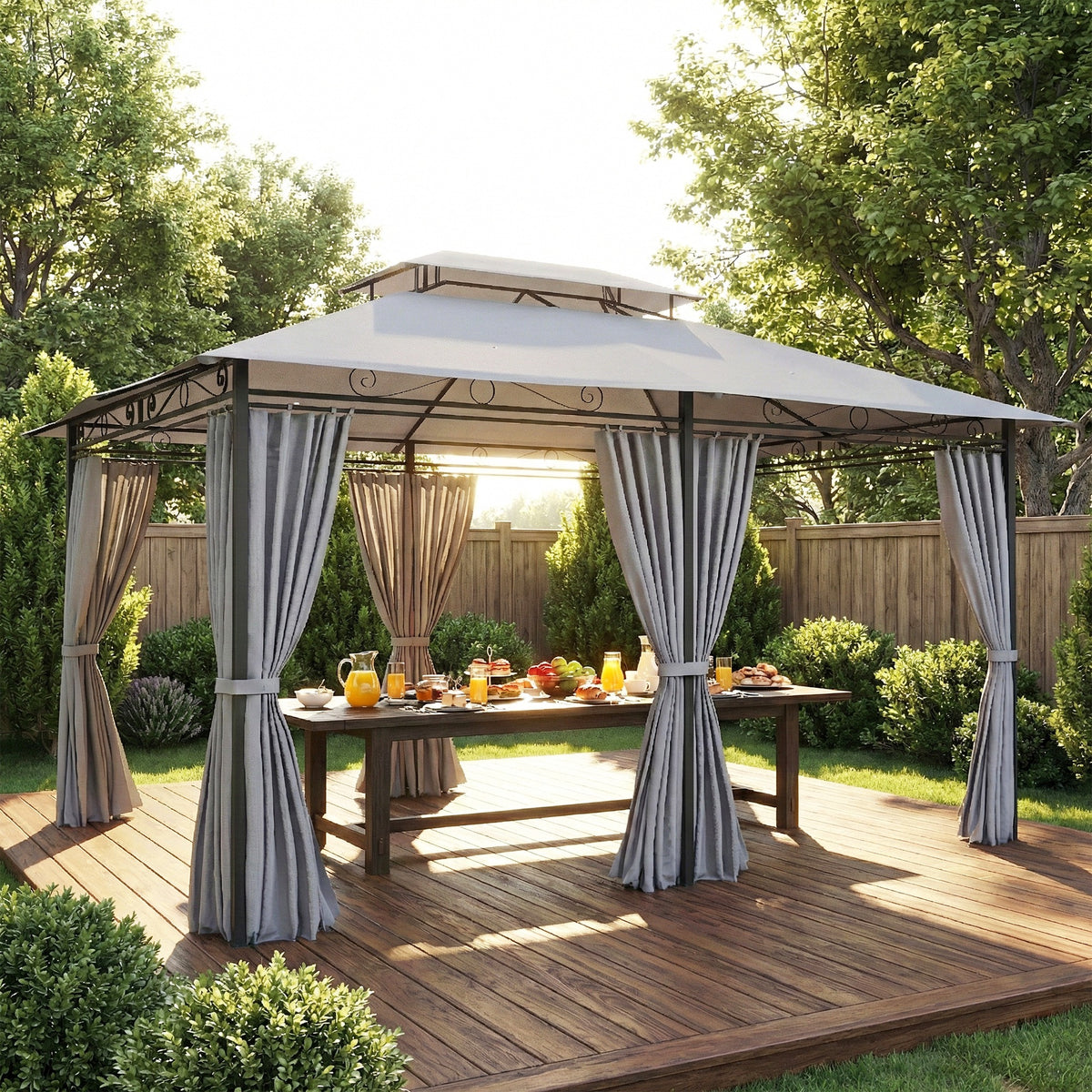 Gartenpavillon mit Doppeldach und Seitenwänden