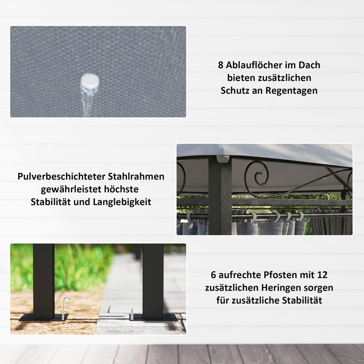 Gartenpavillon mit Doppeldach und Seitenwänden