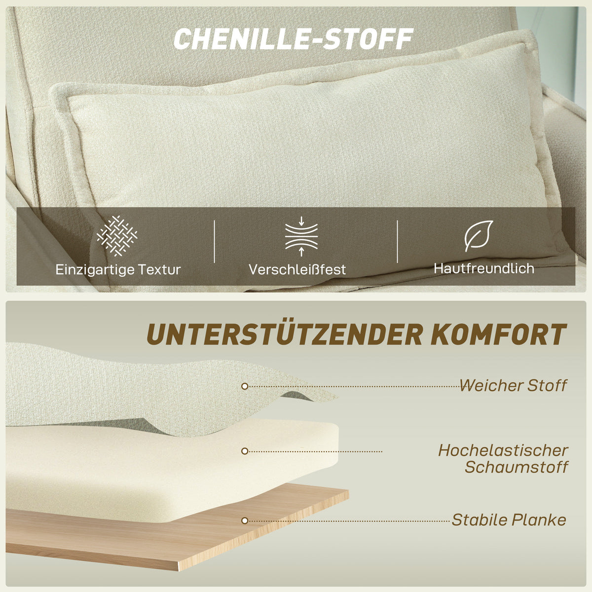 3-in-1-Schlafsessel mit verstellbarer Rückenlehne