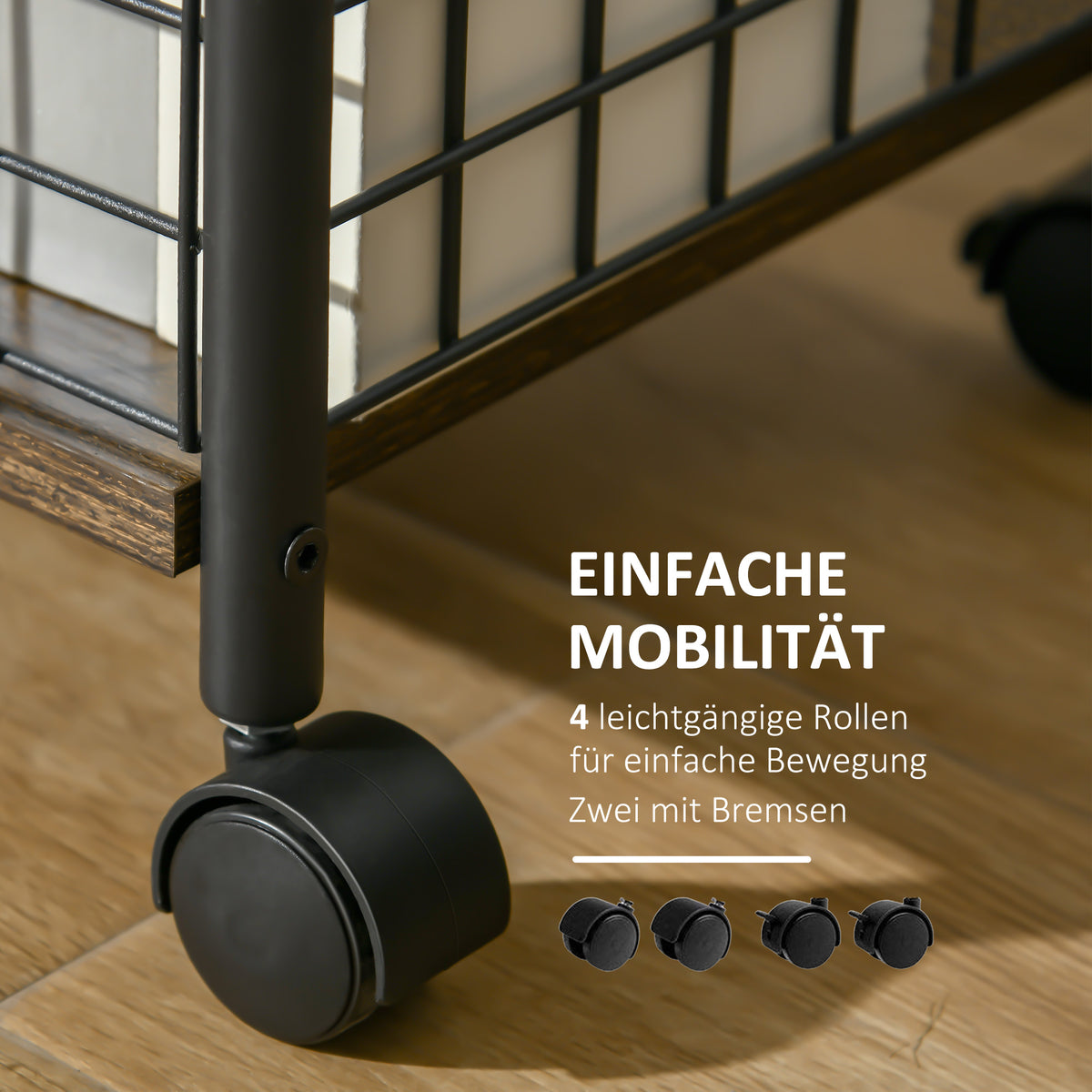 Küchenwagen mit Stauraum und vier Rollen