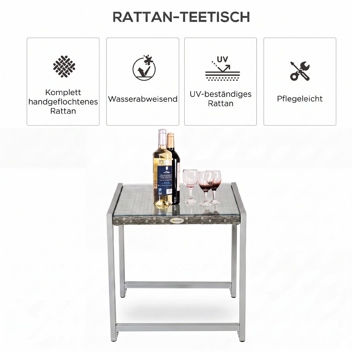 Garten-Beistelltisch aus Polyrattan