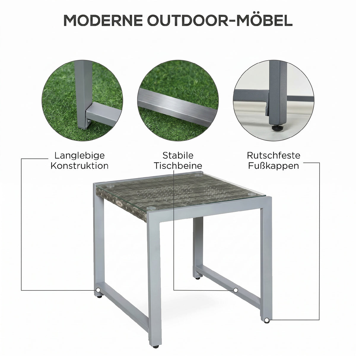 Garten-Beistelltisch aus Polyrattan
