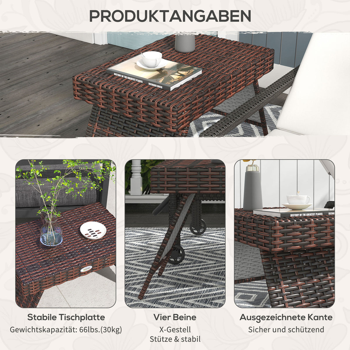 Garten-Beistelltisch aus Polyrattan