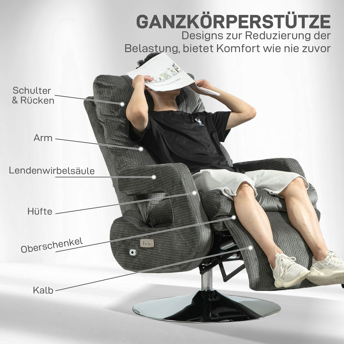 Elektrischer Relaxsessel mit Drehfunktion und USB