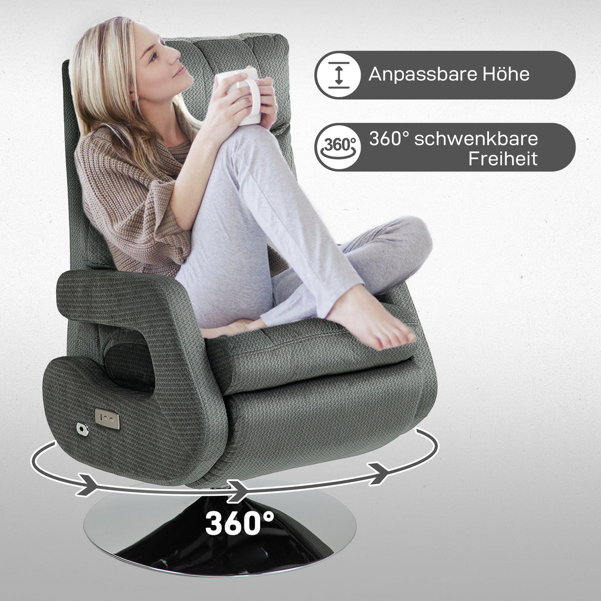 Elektrischer Relaxsessel mit Drehfunktion und USB