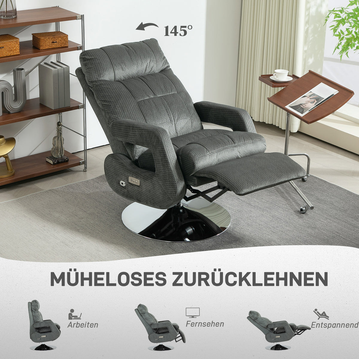 Elektrischer Relaxsessel mit Drehfunktion und USB
