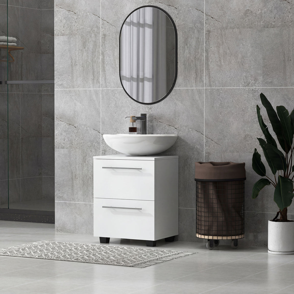 Badezimmerunterschrank mit U-Ausschnitt und Schublade