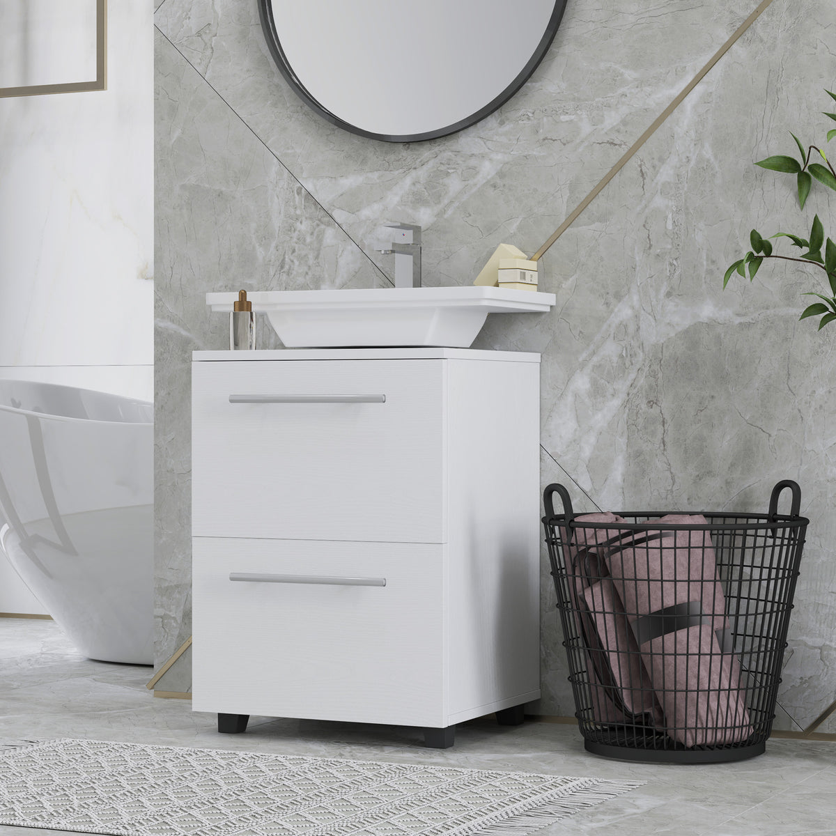 Badezimmerunterschrank mit U-Ausschnitt und Schublade