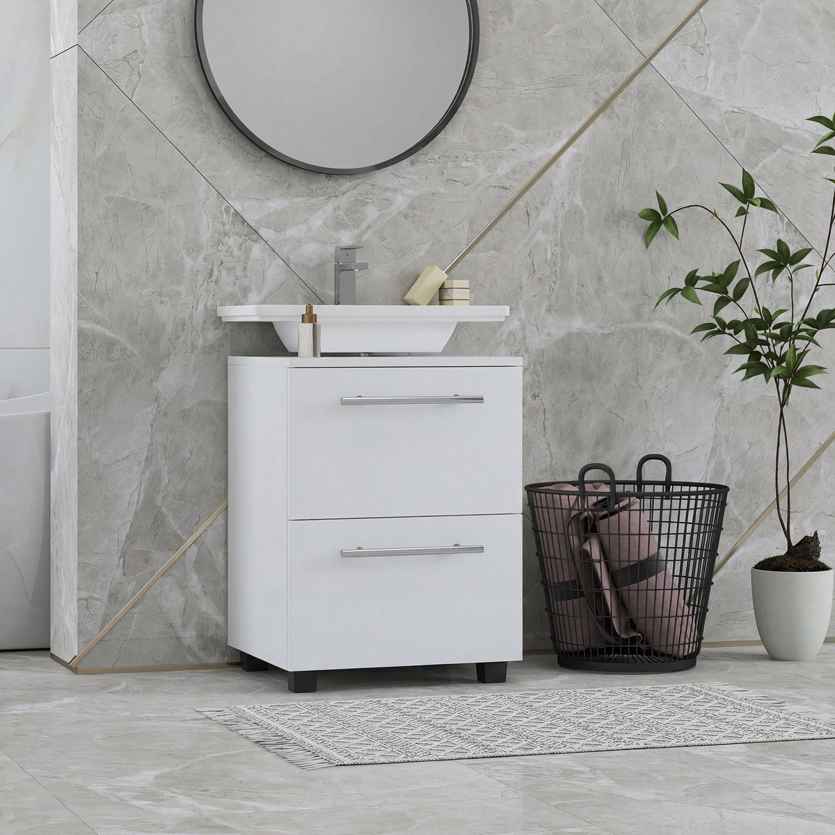 Badezimmerunterschrank mit U-Ausschnitt und Schublade