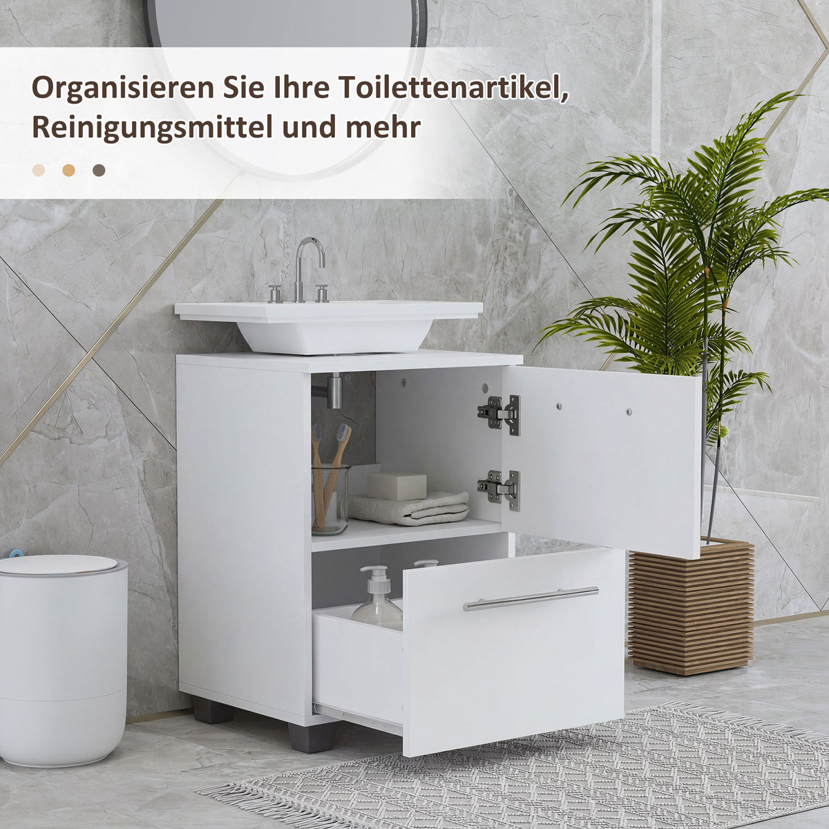 Badezimmerunterschrank mit U-Ausschnitt und Schublade