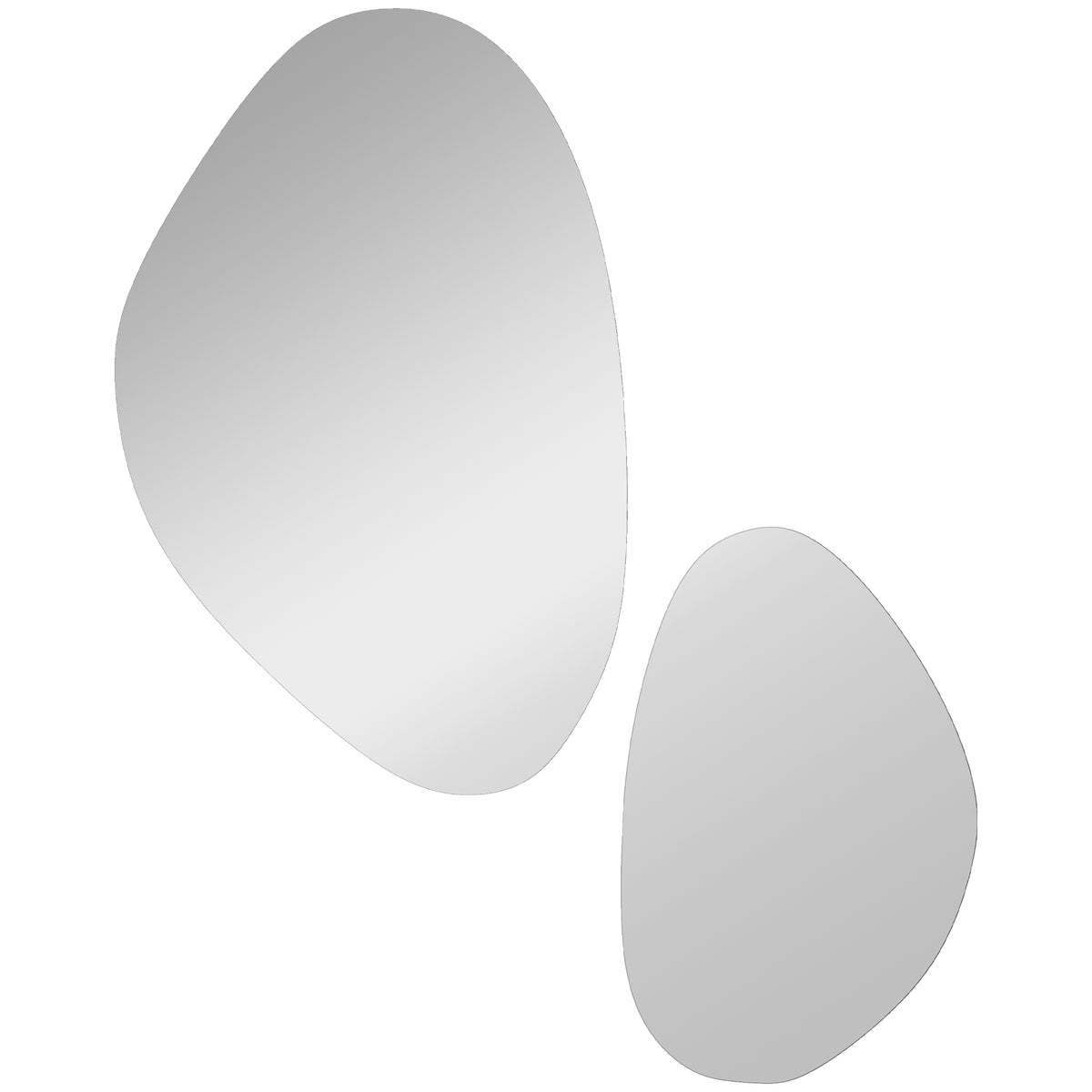 2-teiliges Wandspiegel-Set in Kieselform mit Metallrahmen