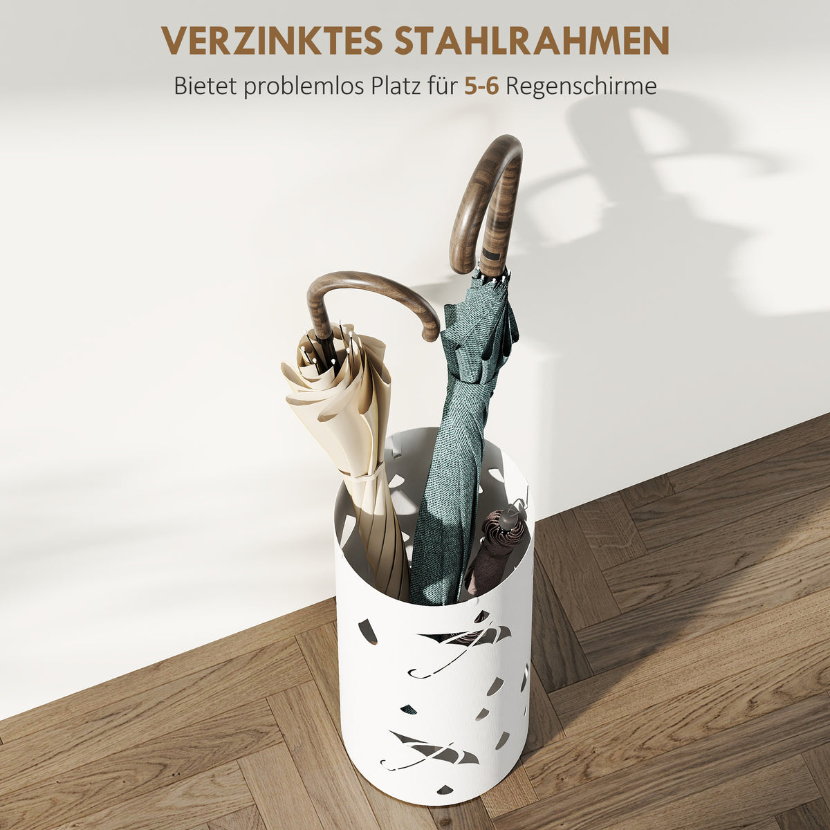 Schirmständer aus Stahl mit Tropfschale, Schwarz