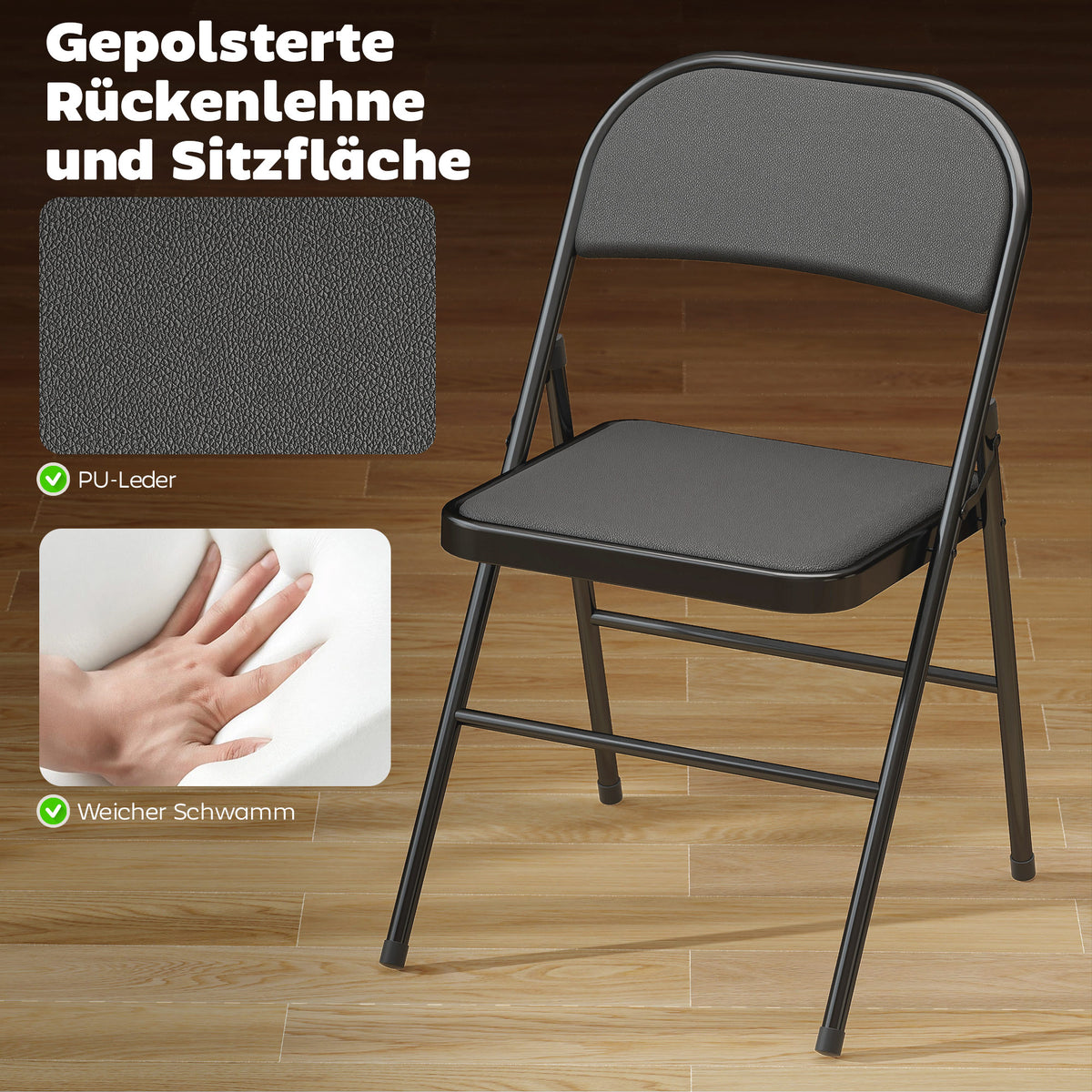 Klappstühle 6er-Set mit Stahlgestell