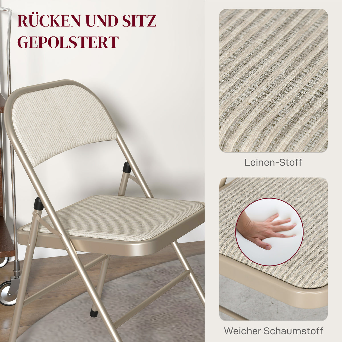 Klappstühle im 6er-Set mit gepolsterter Sitzfläche