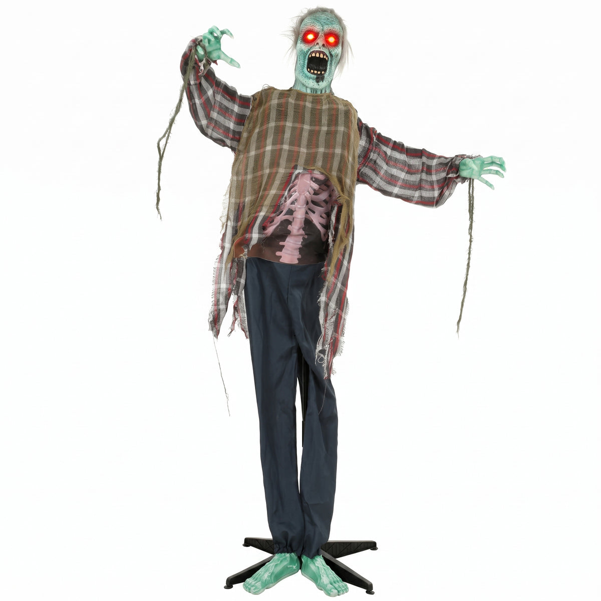 Animierter Halloween-Zombie mit Sound und roten LED-Augen