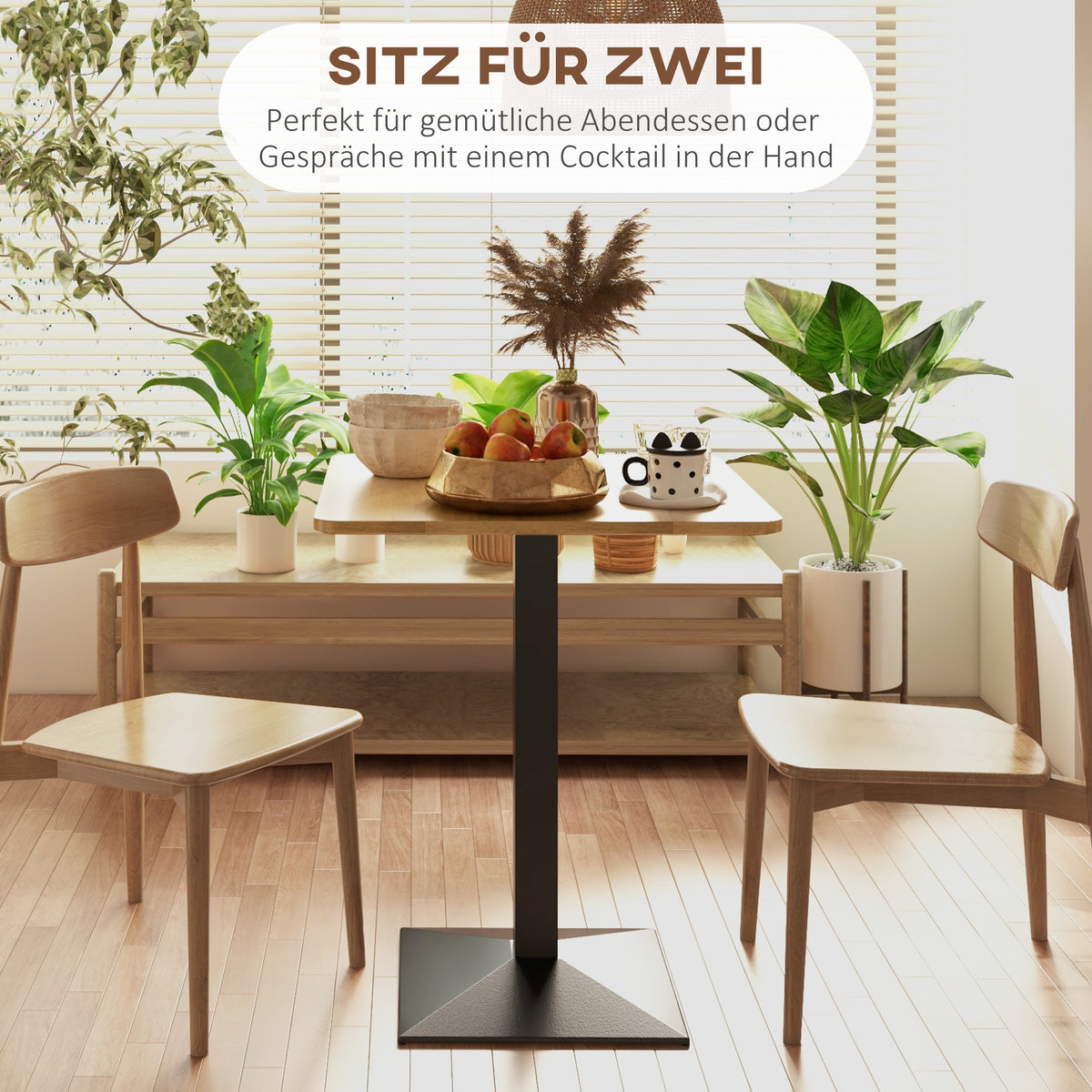 Quadratischer Esstisch für zwei Personen mit Stahlgestell