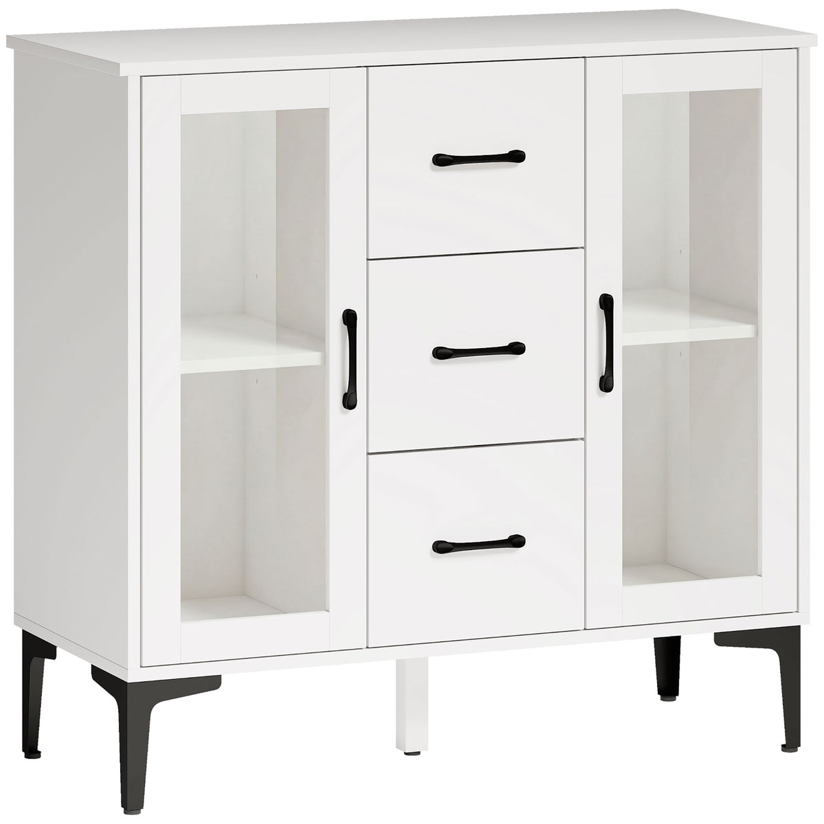 Sideboard mit 3 Schubladen und 2 Glastüren