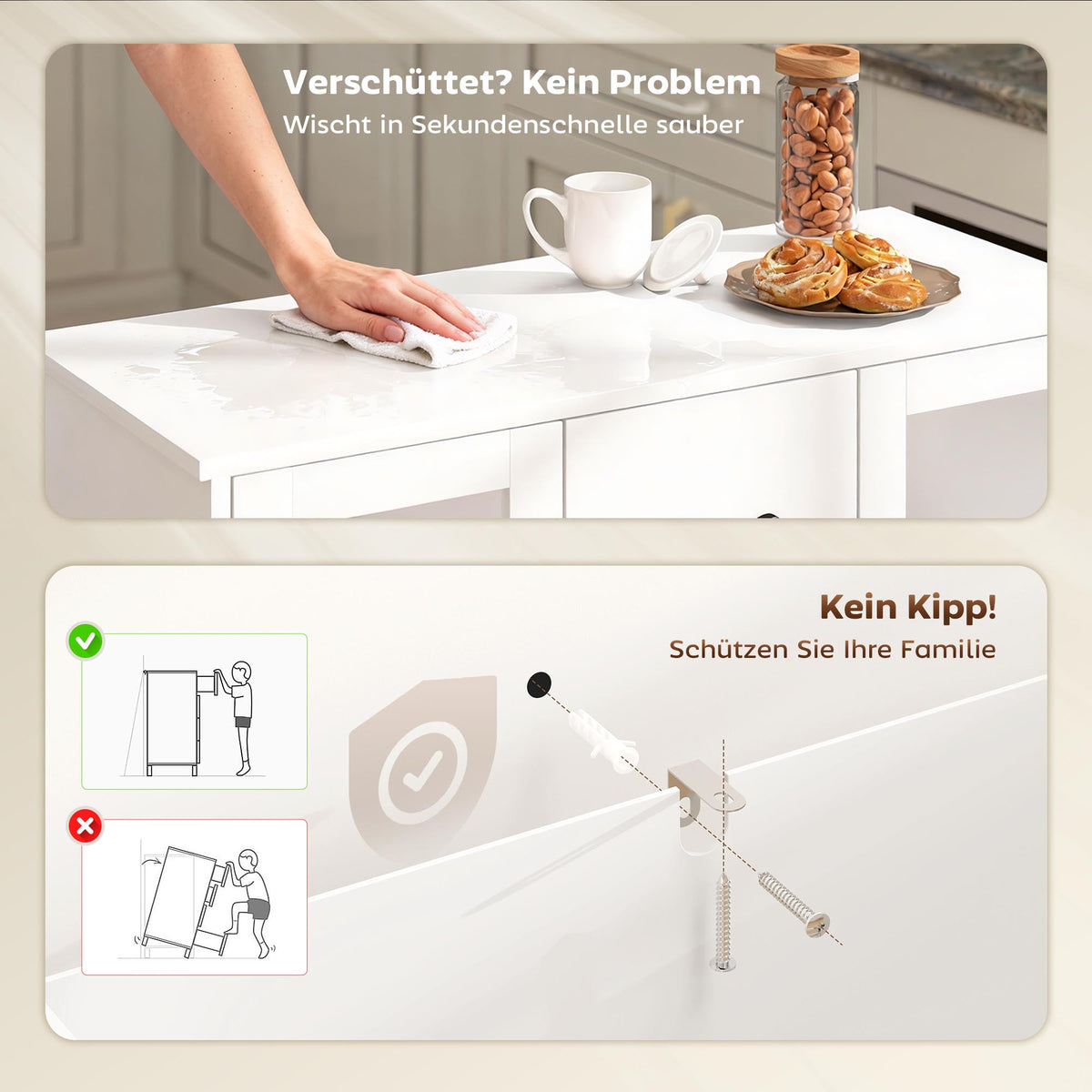 Sideboard mit 3 Schubladen und 2 Glastüren