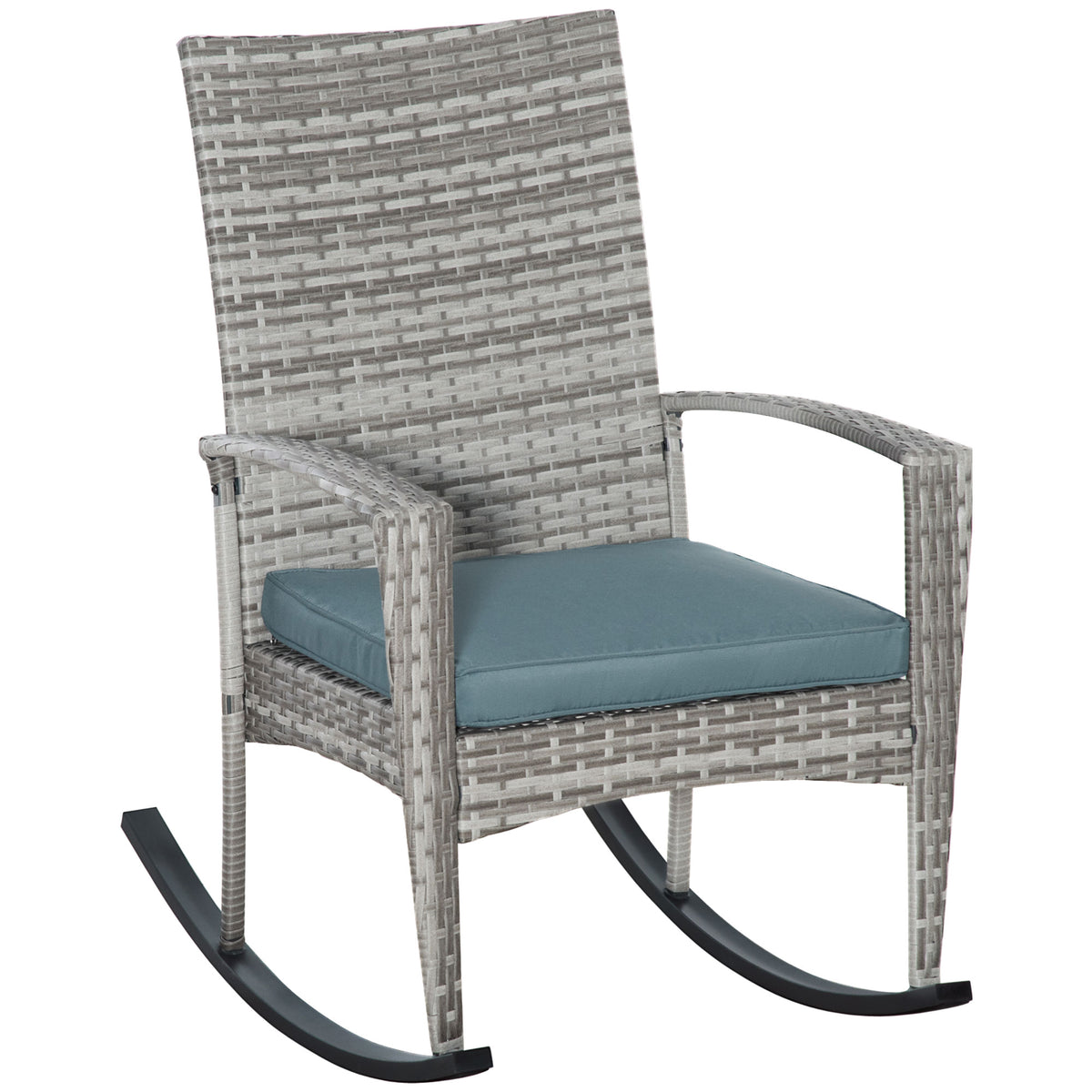 Schaukelstuhl aus Polyrattan mit Sitzkissen
