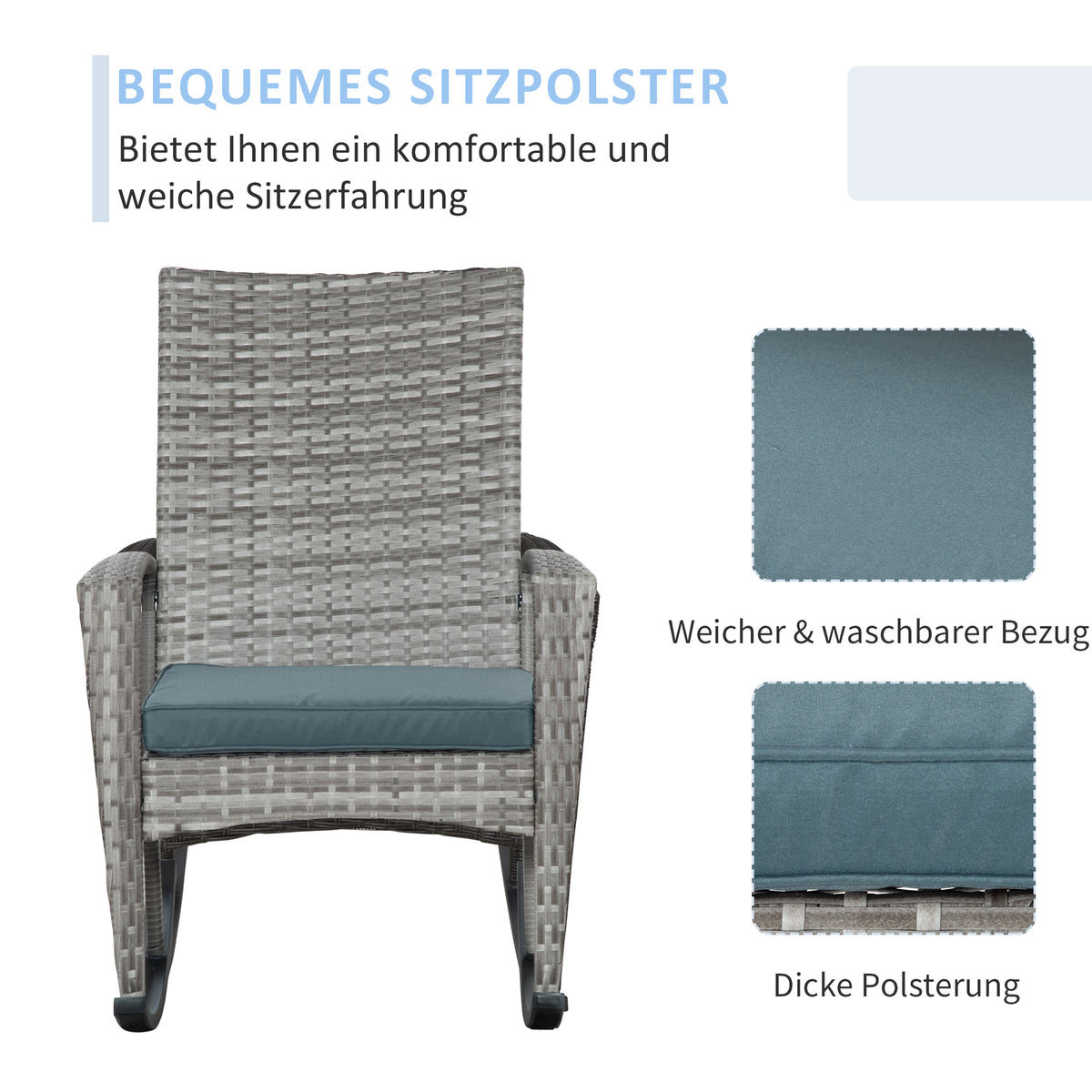 Schaukelstuhl aus Polyrattan mit Sitzkissen