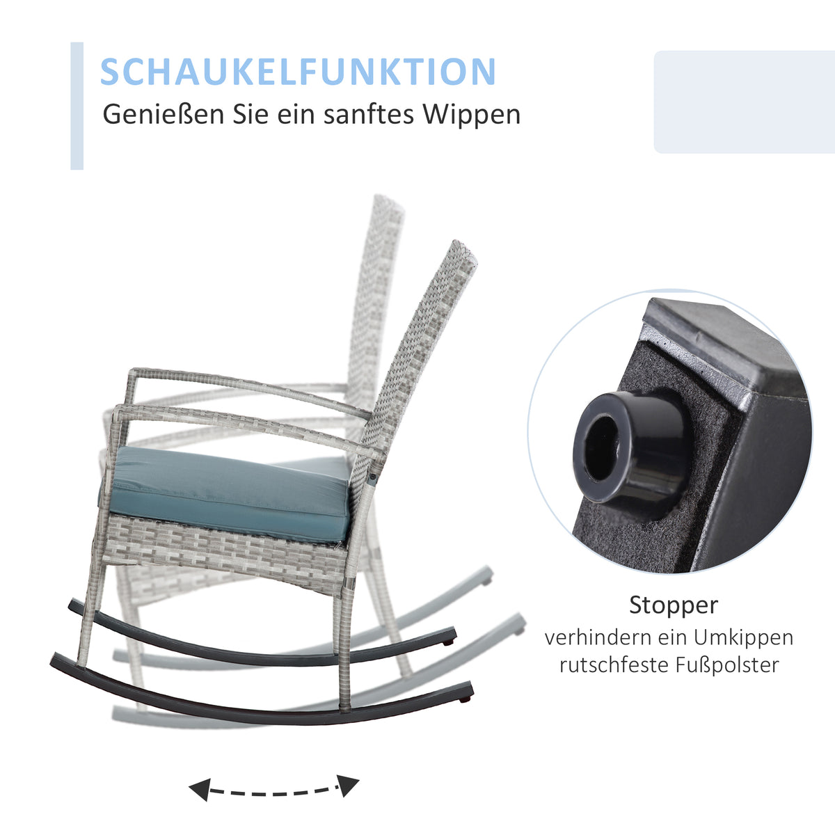 Schaukelstuhl aus Polyrattan mit Sitzkissen